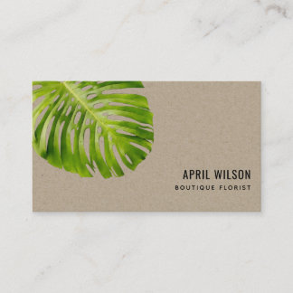 KRAFT WATERVERF GREEN MONSTERA LEAF FOLIAGE VISITEKAARTJE
