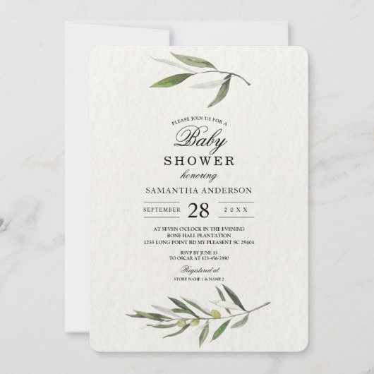 Kraft Waterverf Green Olive Branch Kaart (Voorkant)