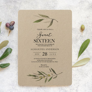 Kraft Waterverf Green Olive Branch Kaart