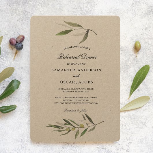 Kraft Waterverf Green Olive Branch Kaart