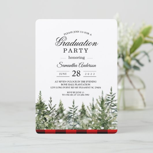 Kraft Waterverf Pine Trees & Red Buffalo Pset Kaart (Staand voorkant)