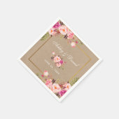Kraft Waterverf Pink Blush Floral Gold Wedding Servet (Hoek)