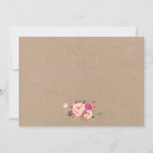 Kraft Waterverf Pink Floral Wedding Foto Bedankkaart (Achterkant)