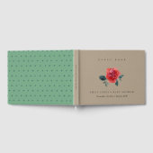 KRAFT WATERVERF RED GREEN ROOS FLORAL BABY SHOWER GASTENBOEK (Volledig)