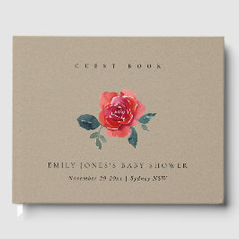 KRAFT WATERVERF RED GREEN ROOS FLORAL BABY SHOWER GASTENBOEK