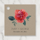 KRAFT WATERVERF RED GREEN ROOS FLORAL WEDING BEDANKJES LABELS (Voorkant)