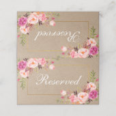Kraft Waterverf Roze Bloemen Goud Bruiloft Gereser Plaatskaartje (Buitenkant ongevouwen)