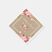 Kraft Waterverf Roze Blush Bloemen Bruiloft Servet (Hoek)