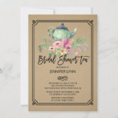 Kraft Waterverf Vrijgezellenfeest Tea Invitation Kaart (Voorkant)