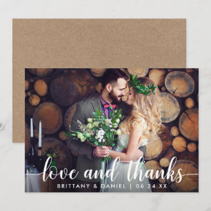 Kraft Wedding Couple Foto Love and Bedankt Kaart