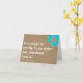Kraft Weer een jaar oude donut Funny Birthday Kaart (Gele Bloem)
