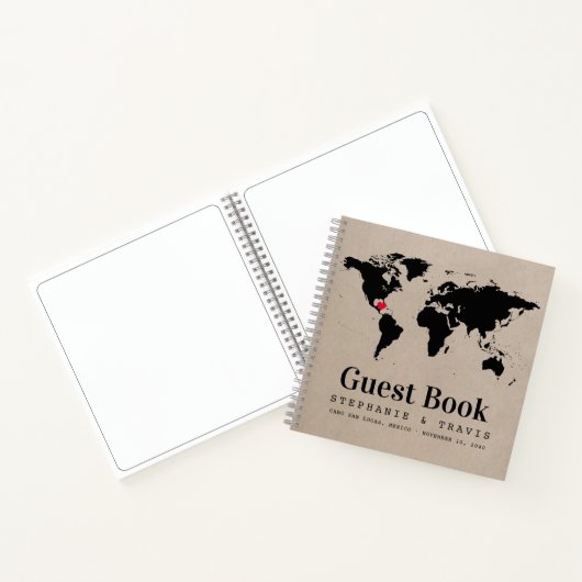 Kraft Wereldkaart reisthema Gasttekenboekje Notitieboek (Binnen)