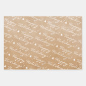 Kraft White Merry Kerstmis Prettige feestdagen Tre Inpakpapier Vel (Voorkant 3)