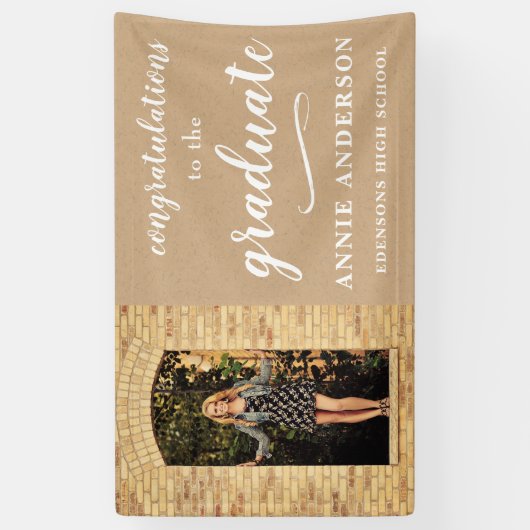 Kraft White - neutraal gefeliciteerd Afstuderen De Spandoek (Verticaal)