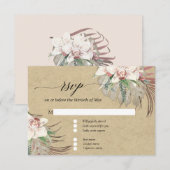 Kraft White Orchid Floral Tropical Foliage RSVP (Voorkant / Achterkant)