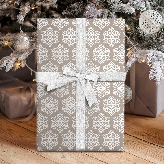 Kraft White Snowflakes Kerstfeestdag Cadeaupapier