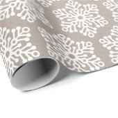 Kraft White Snowflakes Kerstfeestdag Cadeaupapier (Rol Hoek)