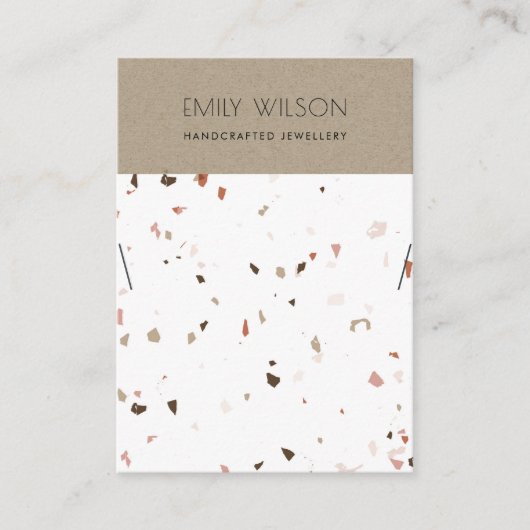 KRAFT WHITE TERRAZZO TEXTURE KETTING DISPLAY LOGO VISITEKAARTJE (Voorkant)