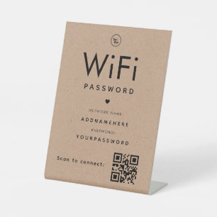 Kraft WiFi-wachtwoord Code Business Logo QR Code Reclamebord Met Voetstuk