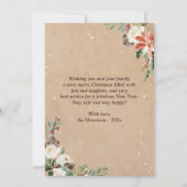 Kraft Winter Floral Kerstmis 4 Foto Feestdagenkaart (Achterkant)