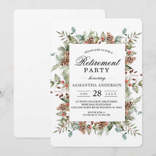 Kraft Winter Green Pine Cone Lijst Kaart (Voorkant / Achterkant)