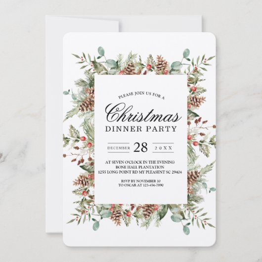 Kraft Winter Green Pine Cone Lijst Kaart (Voorkant)