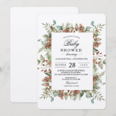 Kraft Winter Green Pine Cone Lijst Kaart (Voorkant / Achterkant)