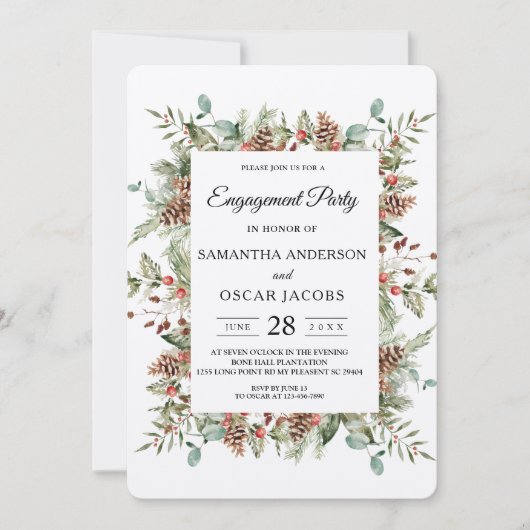 Kraft Winter Green Pine Cone Lijst Kaart (Voorkant)