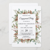 Kraft Winter Green Pine Cone Lijst Kaart (Voorkant / Achterkant)