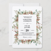 Kraft Winter Green Pine Cone Lijst Kaart (Voorkant)