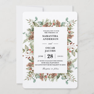 Kraft Winter Green Pine Cone Lijst Kaart