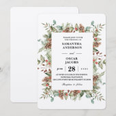 Kraft Winter Green Pine Cone Lijst Kaart (Voorkant / Achterkant)