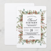 Kraft Winter Green Pine Cone Lijst Kaart (Voorkant / Achterkant)