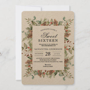 Kraft Winter Green Pine Cone Lijst Kaart