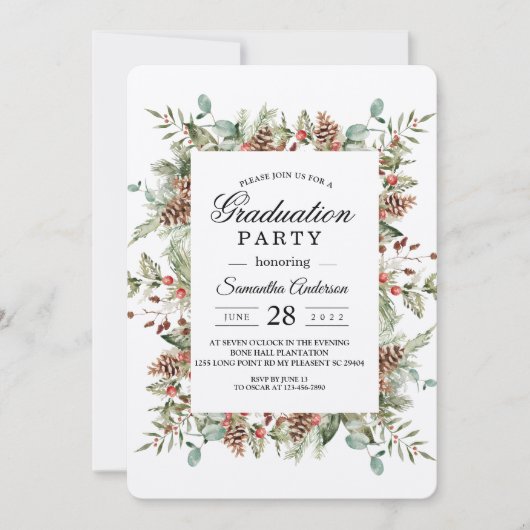 Kraft Winter Green Pine Cone Lijst Kaart (Voorkant)