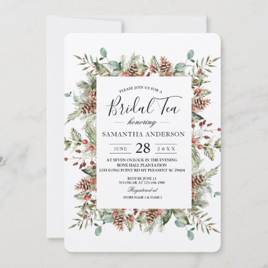 Kraft Winter Green Pine Cone Lijst Kaart (Voorkant)