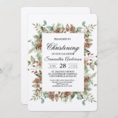 Kraft Winter Green Pine Cone Lijst Kaart (Voorkant / Achterkant)