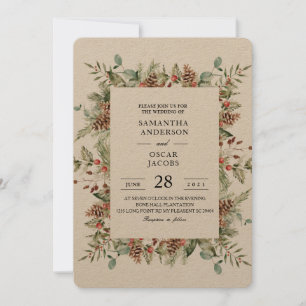 Kraft Winter Green Pine Cone Lijst Kaart