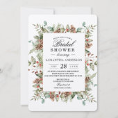 Kraft Winter Groen Dennenkegel Frame Kaart (Voorkant)