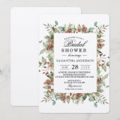 Kraft Winter Groen Dennenkegel Frame Kaart (Voorkant / Achterkant)