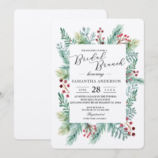 Kraft Winter Leaf Lijst Greenery Kaart (Voorkant / Achterkant)