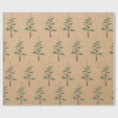 Kraft Winter Pine Green Waterverf Tree Cadeaupapier (Vlak)