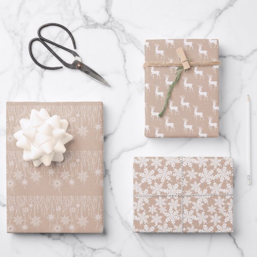 Kraft Winter Witte Kerst Elegant Inpakpapier Vel (Voorkant)