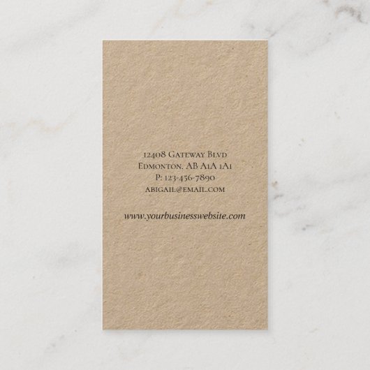 Kraft Wire Dress Form Seamstressverandering Visitekaartje (Achterkant)