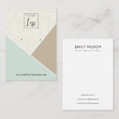 Kraft Wit Aqua Blauw Keramische Oorbel Vertoning L Visitekaartje (Voorkant / Achterkant)