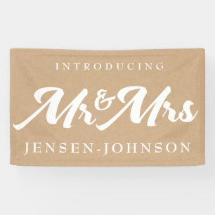Kraft Wit Neutraal Mr & Mrs Bruiloft Banner Decor