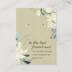 KRAFT WITTE BLOEMIGE VRIEND OORBEL DISPLAY KAART PLAATSKAARTJE