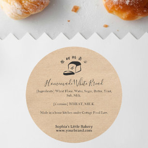 Kraft Witte Brood Bakkerij Ingrediënt Eenvoudig Ronde Sticker