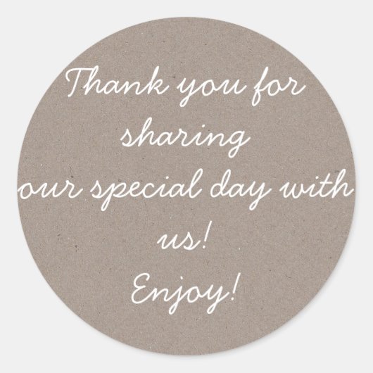 Kraft & Witte Bruiloft Favor Sticker (Voorkant)