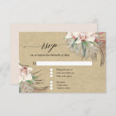 Kraft Witte Orchidee Bloemige Tropische Gebladerte RSVP Kaartje (Voorkant / Achterkant)